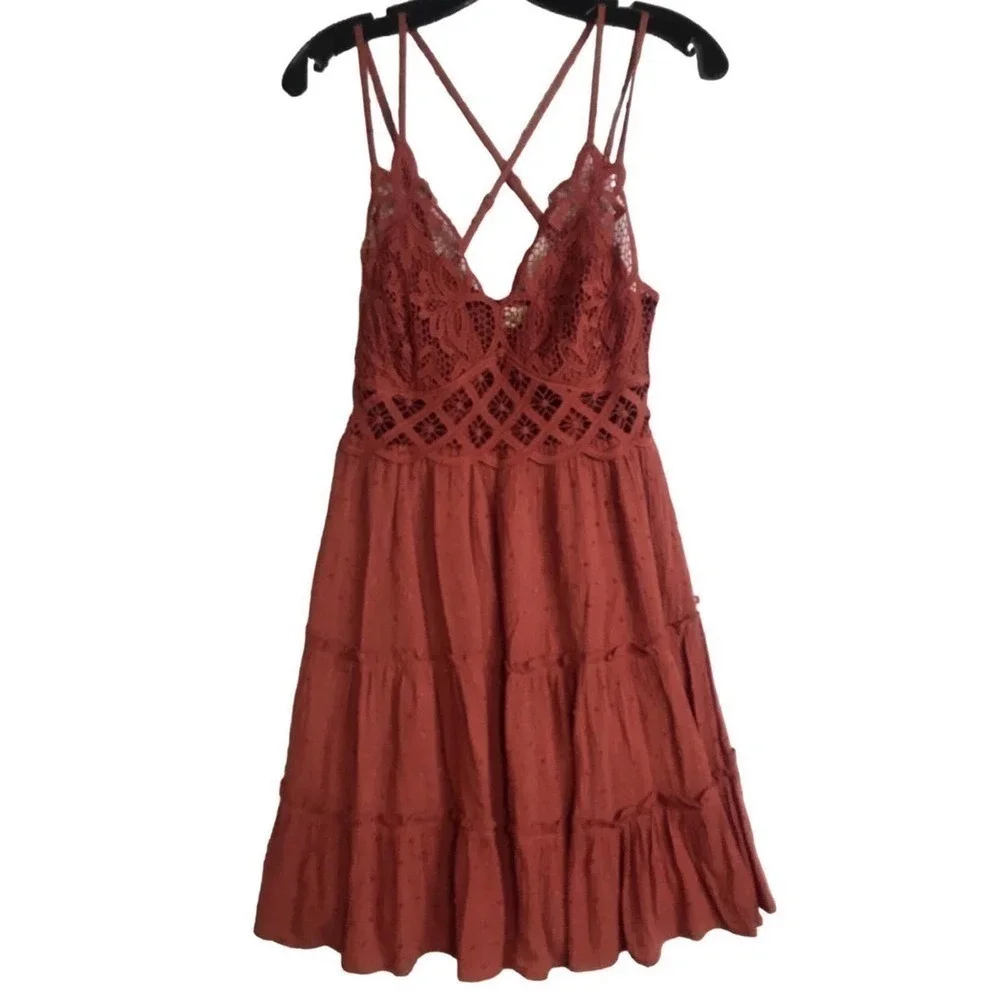 Brand New In Bohemian Burnt Orange Skater Dress Size S - Picture 1 of 16